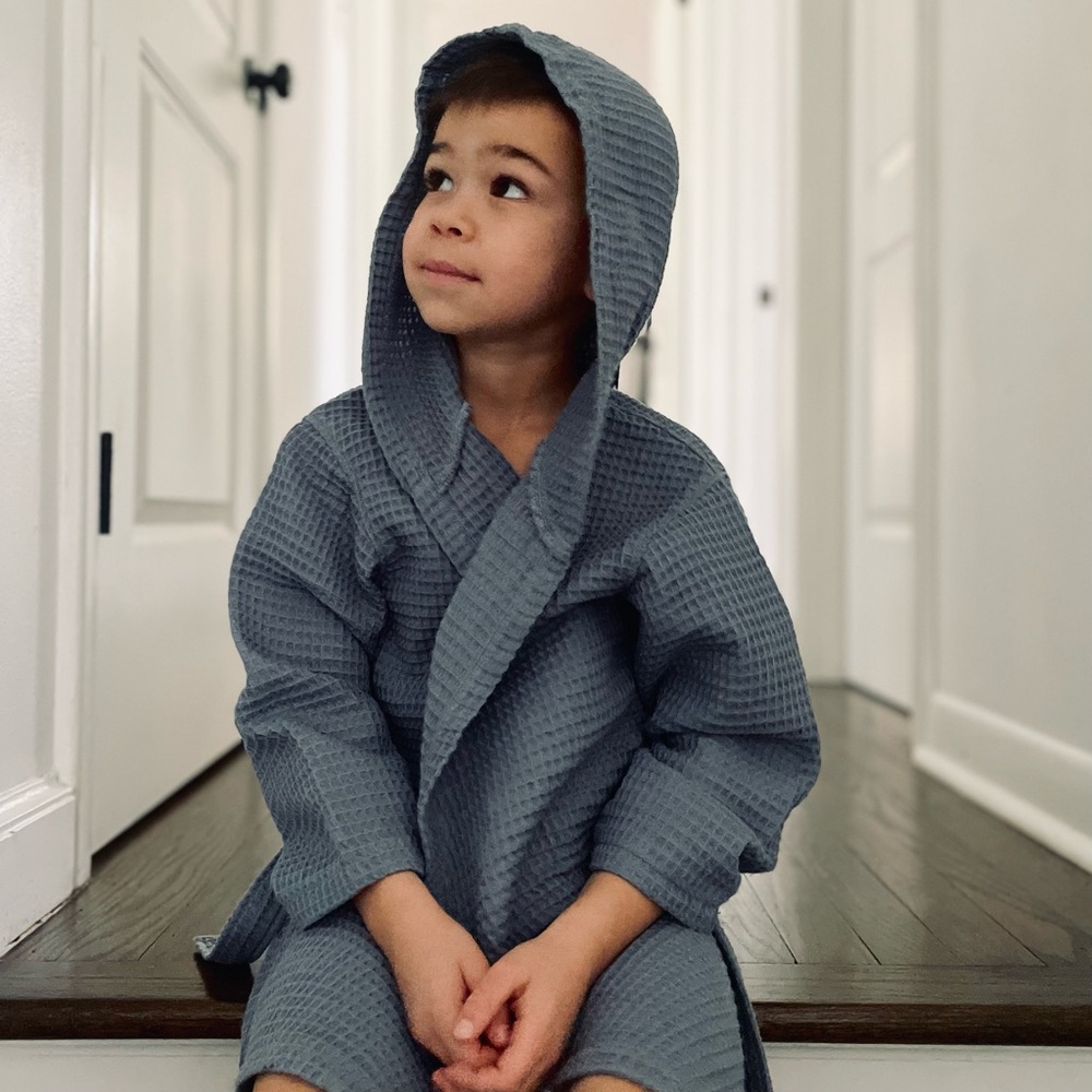 Kids Hooded Bath Robe - Gray